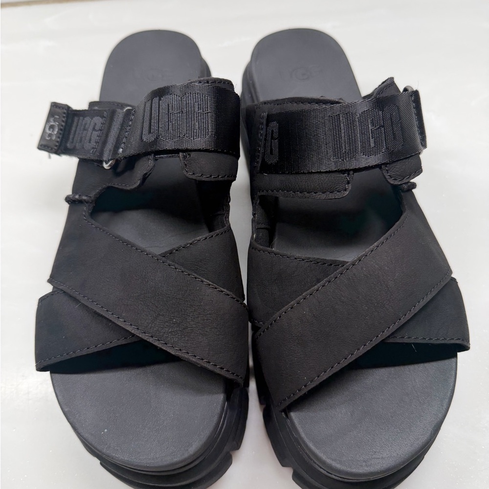 UGG Ashton Slide Black Cross-Strap Sandals